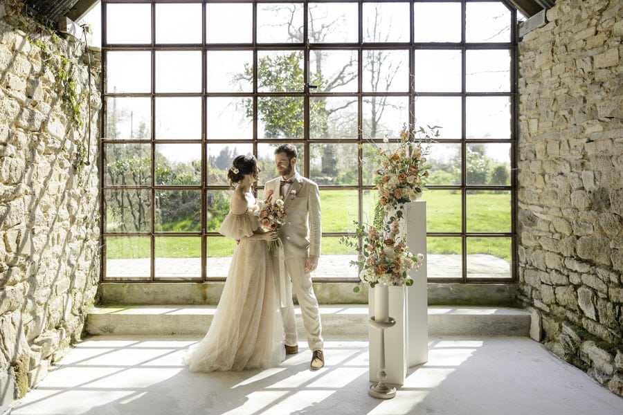 Robe de mariée inspirée des années 50 à Hollywood créée par Silvène Hédon à Nantes